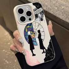 Estuche para teléfono con diseño colorido de telaraña Compatible con estuches para teléfonos   17  16 Pro Max  15 Pro Max  13 y  12 Textura retro resistente a rayones y duradera Un regalo único para familiares, amigos, amantes, novios, novias y el día de San Valentín - Blanco antiguo - Ver 2