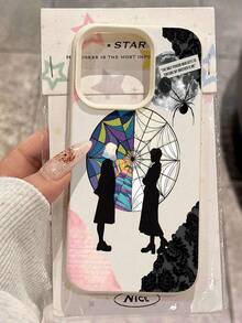 Estuche para teléfono con diseño colorido de telaraña Compatible con estuches para teléfonos   17  16 Pro Max  15 Pro Max  13 y  12 Textura retro resistente a rayones y duradera Un regalo único para familiares, amigos, amantes, novios, novias y el día de San Valentín - Blanco antiguo - Ver 3