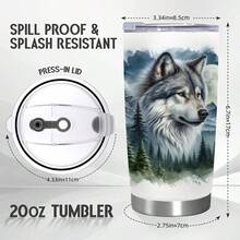 1个，20盎司/591毫升 3D打印雪狼/森林狼/白狼不锈钢真空保温旅行杯，带盖，经久耐用，防漏，完美礼物之选！生日、周年纪念礼物 - 彩色 - 查看 22