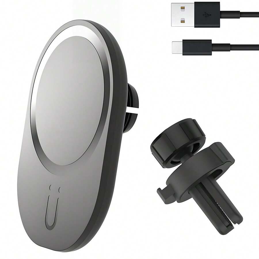 FCV 15W MagSafe 无线车载充电器，便携式 USB-C 电源，免提操作，无需电池即可实现无线充电功能，兼容 Air 17 Pro Max 16 15 14 13 12 和 Galaxy、Android 设备 - 款式2 - 查看 1