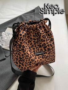 TIANDINGYU Nuevo bolso de cubo de cordón ligero de gran capacidad de moda para mujer, tipo bandolera - Marrón - Ver 2