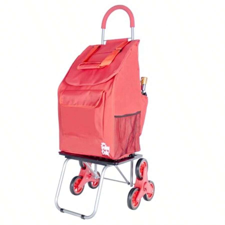 carrito organizadordbest Products Carrito de Compras Plegable para escaleras - Rojo - Ver 1