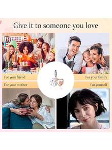 1pc Simple And Versatile Double Heart Charm, Rose Gold Silver Grey, Valentine's Day DIY Beaded Bracelet Jewelry Pendant Accessories, A Variety Of Styles To Choose From - A - View 10