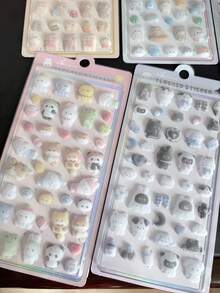 可爱3D毛绒兔子熊贴纸趣味动物手机壳装饰贴纸交换贴纸 - 彩色 - 查看 3