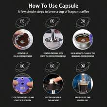 Stainless Steel Refillable Capsule Shell + Silicone Lid, Comes With Spoon & Brush, Reusable For Filling Coffee Powder - Purple - View 9