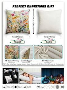 2件装波西米亚风活力花卉图案春季花卉波西米亚抱枕套，几何印花波西米亚靠垫套，复古亚麻质感，畅销款，隐形拉链，可机洗，家居装饰抱枕套，适用于沙发、客厅、卧室，不含枕芯 - 彩色 - 查看 4