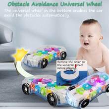 ArtCreativity Light Up Transparent Sensory Car Toy For Kids, 1PC, Bump And Go Toy Car With Colorful Moving Gears, Music, And LED Effects, Easter Toys For Toddlers, Great Birthday Gift Idea - 彩色 - 查看 8