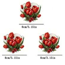1片/2片/3片装鲜艳红色郁金香热转印贴片，耐用持久的熨烫贴纸，适用于DIY T恤、连帽衫、牛仔裤、卫衣、背包、夹克、手提包、枕头等。 - L+S - 查看 5