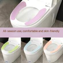 2pcs Reusable Toilet Seat Cover, Warm Flannel Toilet Mat, Washable Bathroom Toilet Cushion - Multicolor - View 13
