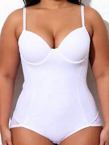 1 chiếc áo định hình cỡ lớn dành cho nữ, áo corset cỡ lớn, áo bustier bó sát cỡ lớn có mút ngực, thiết kế ba hàng móc, kiểu dáng gợi cảm, ren ôm sát cơ thể, tôn lên đường cong cơ thể, làm thon gọn eo, nâng mông, hỗ trợ eo, tạo dáng ngực, có thể mặc ngoài, áo định hình đa chức năng, đồ lót định hình thoải mái, vải co giãn, giữ dáng thon gọn nữ tính. - trắng - Xem 5