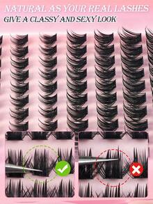 MAANGE 110pcs D-Curl Anime Style Thin False Eyelashes, 8-16mm Mixed Length, Fluff & Lengthening Individual Lashes, Suitable For Home Lash Extension - Black - View 7