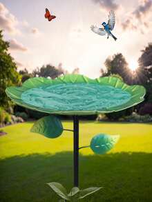 1个复古金属鸟浴盆，户外悬挂式喂鸟器，铸叶造型，防锈，铜绿垂直喂鸟站，耐用草坪庭院花园装饰，爱鸟人士用品 - K44 - 查看 8