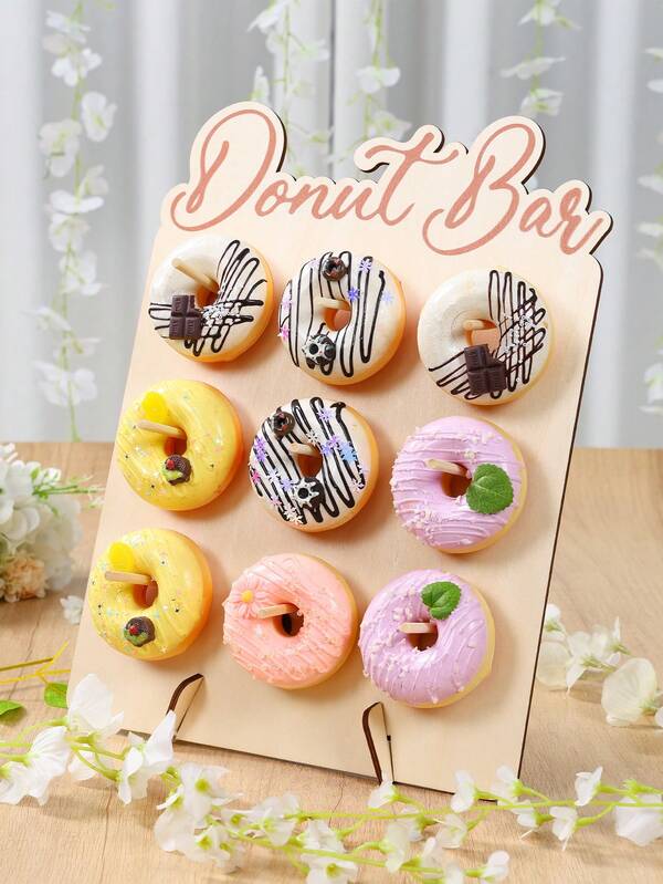 1set 26*35cm Baby Shower Wooden Donut Display Stand,Suitable For 9 Donuts, 1st Birthday Party Decoration,Rack Household Donut Display Rack Party Food Placement Rack,Dessert Holder, Gender Reveal Party Donut Cake Holder Board,Baby Birthday Decor,Bridal Shower Babe Shower Party Dining Room Table Decorations,Baby Shower Decor,Baby Shower Gift, Gender Reveal Decor