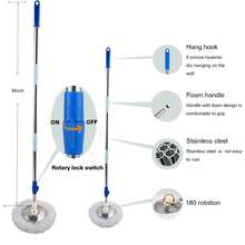 Mop And Bucket Set, 360° Spin Mop And Bucket With Wringer Set And 6 Microfiber Mop Refills, Stainless Steel 61" Extended Handle Spinning Mop Bucket System For Floor Cleaning (2 Sets) - A - 查看 2