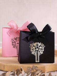 10 hộp trang trí hình thánh giá, với họa tiết thánh giá vàng và hoa văn, được buộc bằng ruy băng và gói theo chủ đề tôn giáo, thích hợp cho Lễ Phục Sinh, Đám cưới, Ngày của Mẹ, Lễ Rước Lễ lần đầu, Lễ Rửa Tội và làm quà tặng đám cưới. - nhiều màu - Xem 8