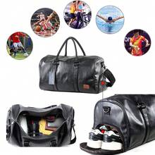 Leather Travel Bag With Shoe Pouch, Waterproof Weekender Overnight Bag, Carry On Duffel Bag For Men Women-Black - 黑色 - 查看 6