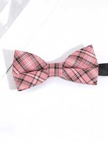 1件男士时尚格子条纹图案JK双层蝴蝶结，适合派对、日常、学校、旅行和搭配 - A - 查看 4