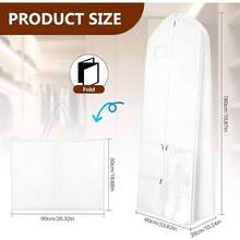 UNIQUEFORYOU 70-Inch Wedding Dress Garment Bag With Handles, Foldable Clothes Storage Bag With Pockets And Zipper, White, 180cm Long - Multicolor - View 2