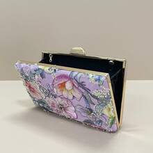 亮片刺绣花卉手拿包，女士时尚亮片拼接手提包，派对晚宴包，随机裁剪，适合女性，适合派对、婚礼、舞会、度假等场合。是派对、婚礼、舞会、晚宴/庆典活动的理想之选，可搭配节日派对礼服、晚礼服和亮片连衣裙。闪亮亮片手提包，女士优雅之选。 - 紫丁香色 - 查看 6