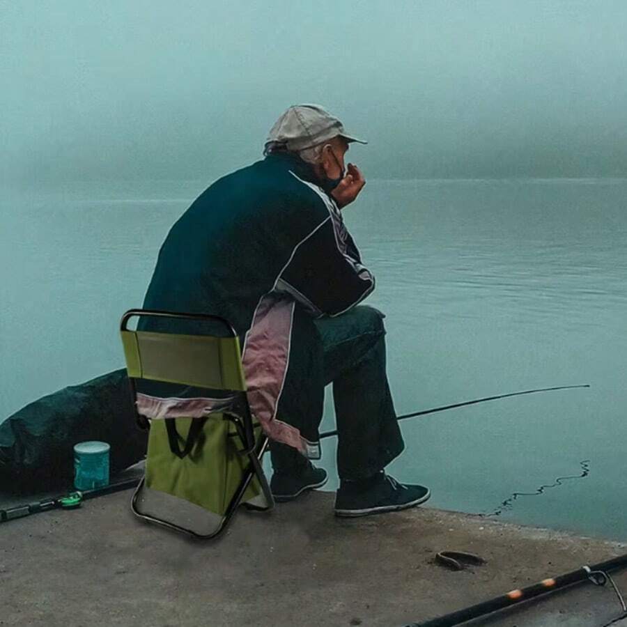 1pc Portable Folding Fishing Chair With Cooler Bag - Lightweight Outdoor Stool, Compact Foldable Design, Suitable For Fishing, Hunting, Beach, Camping, With Portability And Beverage Storage Function - Multicolor - View 1