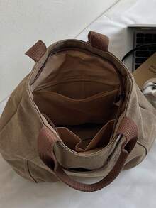 休闲托特包，简约纯色男女通用手提包，大容量多口袋单肩包，功能齐全的随身行李包，适合大学生、度假、旅行、送礼、返校、大学、情人节、宿舍等场合。 - 彩色 - 查看 6