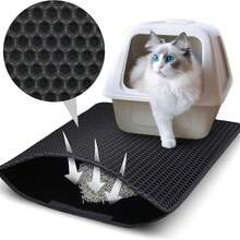 1pc Double-Layer EVA Cat Litter Mat, Washable Anti-Tracking Anti-Splash Cat Litter Box Mat, Cat Supplies - Multicolor - View 6
