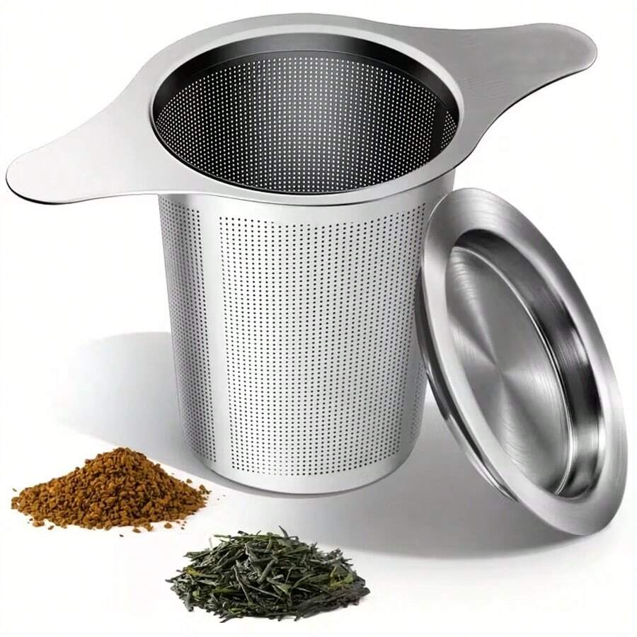 2 PIEZAS Filtro de té - Equipado con filtros de malla duraderos con doble asa, tamaño perfecto, fácil de agarrar, gran capacidad, diseño ergonómico para té suelto, especias, ideal para el hogar, la oficina y las fiestas de té, la cocina, infusor de té de hierbas, estante de almacenamiento de bolsas de té de hierbas, colador de té, filtro de cocina, filtro, taza, tamizado