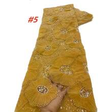 Nigerian African Beaded Lace Fabric 2026 High Quality Sequins Embroidery French Lace Fabric For Wedding Sewing Dress Material - A - View 7