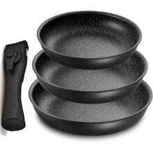 Fadware 4 Piece Frying Pan Set With Detachable Handle, Nonstick Cookware Set - Black - View 1