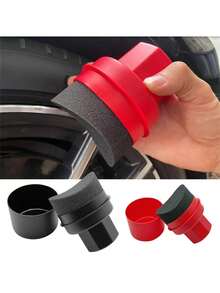 1pc Car Tire Waxing Sponge Car Wax Applicator Pad With Lid Curved Easy Waxing Tire Sponge Tire Cleaning Tools Detailing Brush - Multicolor - View 2