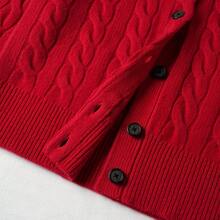 Polo Ralph Lauren Classic Embroidered Wool Cardigan | Cable-Knit Cashmere Blend Crewneck Button-Front Sweater, Women's Timeless Knitwear - 紅色 - 查看 5