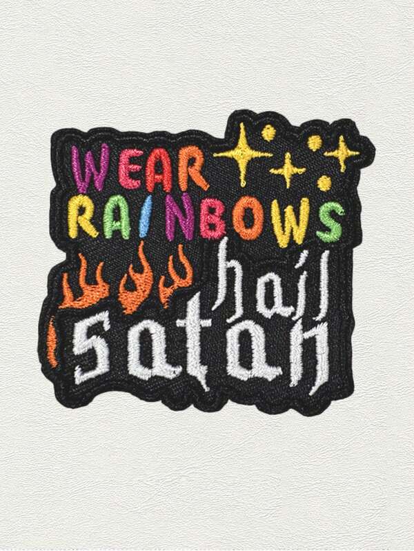 2pcs Gothic Kawaii Rainbow Devil Worship Embroidered Iron-On Patches