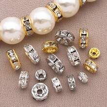 30颗18K镀金透明水晶水钻珠,直边法兰珠,金色扁平圆珠,圆片水晶金属珠,适用于DIY珠宝制作 - 彩色 - 查看 3