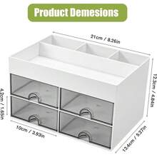 1个带抽屉的化妆品收纳盒，大容量化妆品整理盒，化妆刷收纳架，适合存放口红、珠宝、美甲用品、护肤品，可用于浴室梳妆台、桌面装饰、文具、返校用品、节日礼物等。 - 彩色 - 查看 3