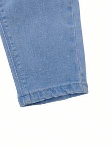 女士休闲水洗修身牛仔裤，夏季新品系列 - 藍色 - 查看 5