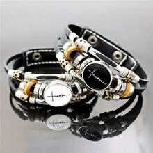 十字架信仰朋克情侣皮绳手链，热销跨境产品 - 黑與白 - 查看 12