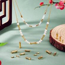 20颗18K镀金黄铜隔珠，竹节珠，金属管珠，小骨质散珠，适用于珠宝制作、手链、项链等DIY工艺品 - 彩色 - 查看 7