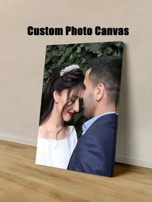 1pc Customized Photo Canvas Print, Couple Wall Art, Customize Your Photo, Customizable Wooden Framed Canvas Wall Art - Personalized Family Portrait & Action Shots, Printed, Suitable For Living Room, Bedroom Or Home Office Decor, Cozy Room Accent, Quality Reproduction, Framed Canvas Wall Art, Valentine's Day Gift, Wall Decor, Customized Canvas Painting - Multicolor 2 - View 2