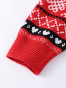 Annil [New Year's Outfit] Children's Round Neck Long Sleeve Sweater For Boys And Girls, Spring/New Year Style Jacquard Knitwear - Maple Leaves Red - View 5