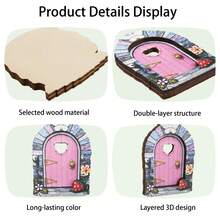 1.0cm Thick Mini Fairy Door Decor Ornament, Fairy Door Shaped, Suitable For Outdoor Garden Yard Lawn, Fantasy Theme Micro Landscape Decor, Outdoor & Garden Supplies, Gardening Ornament (Double-Layer Craft) - JLM021 - View 7