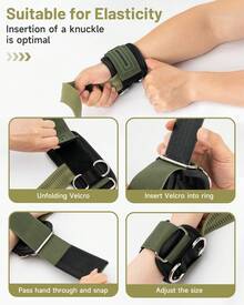 MANUEKLEAR Non-Slip Wrist Straps For Weightlifting Deadlifting, Gym Lifting Straps With D Rings For Cable Machine Workout, 10mm Neoprene Padded Weight Lifting Wrist Wraps For Men Women - Green - View 4