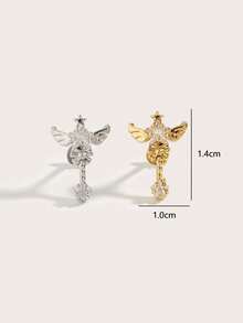 1pc Fashionable & Cute Star Rhinestone Stainless Steel Earrings, Suitable For Women's Daily Wear - Multicolor - View 5