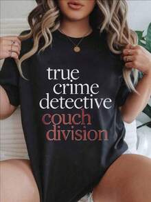 Women'S T-Shirt True Crime Detective Couch Division - Black - View 1