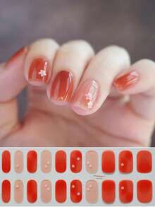 20片春夏免烤全固化凝胶美甲贴纸，斋月新月美甲贴纸，奢华箔纸美甲贴纸，格子美甲贴纸，治愈粉色按压式美甲贴，红色按压式美甲贴，蓝色美甲贴，哥特美甲贴，豹纹美甲贴，黑色美甲贴，奶茶咖啡美甲贴，棕色美甲贴，橙色美甲贴，焦糖奶茶治愈色美甲贴纸套装，易撕易贴，无需UV固化，适合女性和女孩DIY美甲装饰贴纸，自粘式美甲贴纸，沙龙品质 - 彩色 - 查看 7