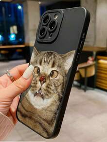 卡通猫咪彩绘防摔打孔黑色时尚简约保护壳，兼容 17/17 Pro、16/15 XR/7/8、16 Pro Max、13/14/11/12 Pro Max、Galaxy、Redmi 10/9/Note 9/12C/Note 11 Pro/Note 8 Pro/9C/9A - 彩色 - 查看 2