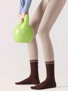 1/2/3/5 Pairs Women Breathable Non-Slip Yoga Socks, Five-Toe Mid-Calf Design With Anti-Slip Grip And Embroidered Dog Pattern, Suitable For Yoga, Pilates, Ballet, Dance And Gymnastics - Multicolor - View 5