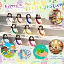 60 Pcs Little Jesus Figures Easter Mini Rubber Toys To Hide And Seek Pocket Jesus Loves You Miniatures Religious Party Favors Baptism Gifts Sunday School Easter Egg Stuffers 10 Color_60 - 10 Color60 - View 7