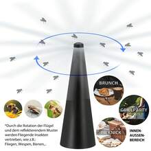 1 件装桌面驱蝇风扇，便携式桌面驱蝇风扇，让苍蝇和虫子远离您的食物，无化学驱虫风扇，全息叶片驱蝇器，可清除虫子、蚊子和苍蝇，电池供电驱蝇风扇，无需电池，黑色 - 金色 - 查看 13