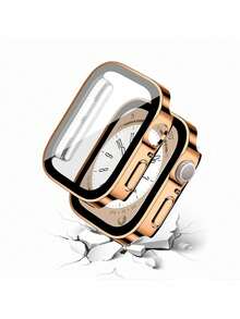 2件裝防水手錶保護殼，適用於 40mm、41mm、42mm、44mm、45mm、46mm 與 49mm 尺寸，硬 PC 材質搭配強化玻璃螢幕保護膜，3合1防水圈，相容 Ultra/12/11/10/9/8/7/6/5/4/SE 系列，易於佩戴，觸控靈敏，適合男女運動與休閒手錶殼 - 玫瑰金*2 - 查看 5