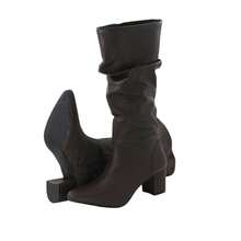 Women's Ruched Boot, Winter Fashion, Lirom Style, With Chunky Square Heel And Comfortable Toe. - Coffee Brown - View 3
